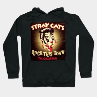 Cat band rock this town punk music Hoodie